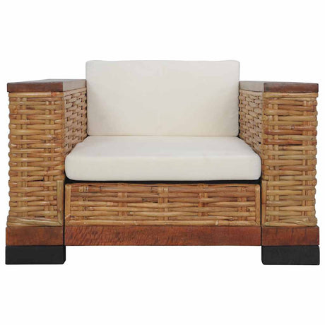 Vidaxl fauteuil met kussens natuurlijk rattan bruin