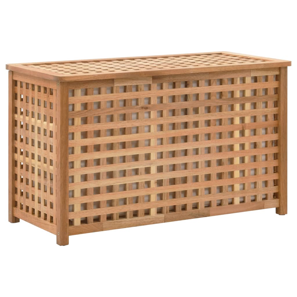 Cesta de lavandería Vidaxl 77.5x37.5x46.5 cm de madera de nogal sólida