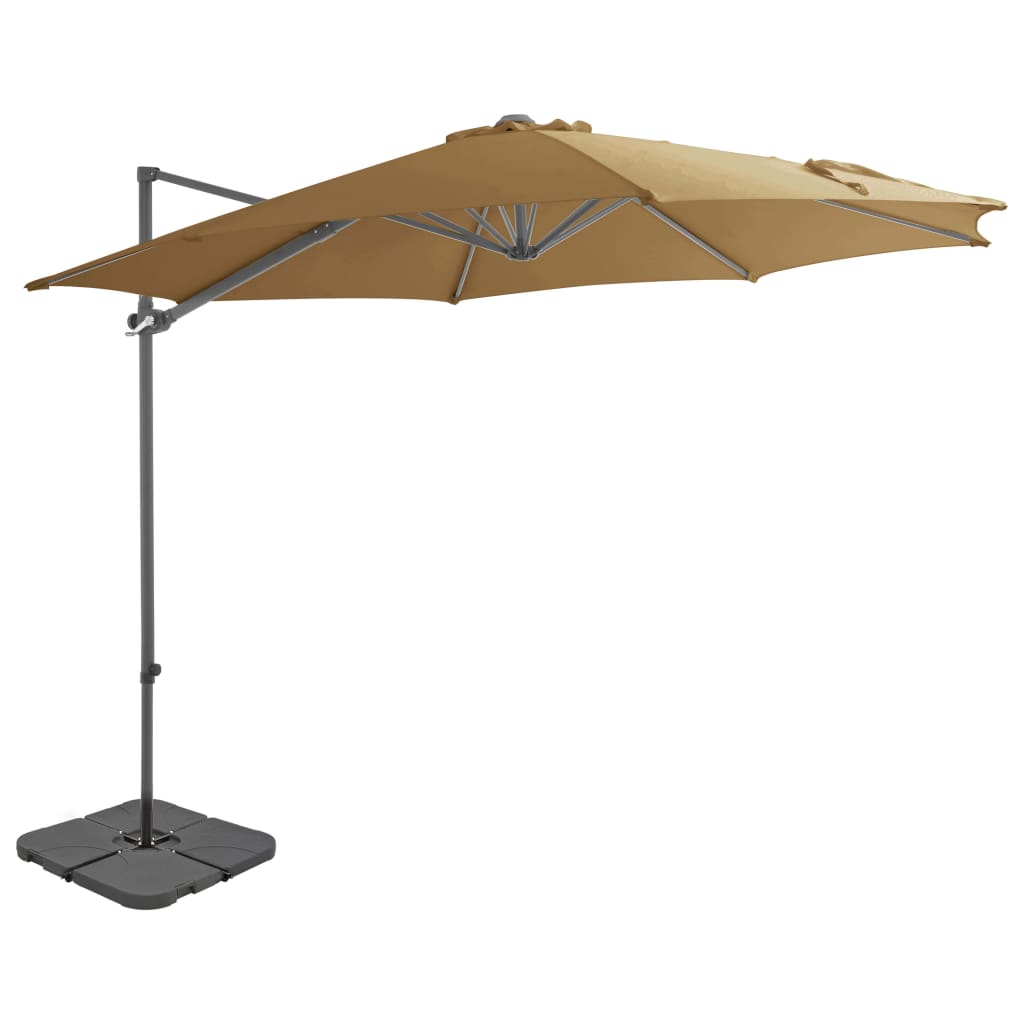 Vidaxl parasol s prenosnim bazo taupe