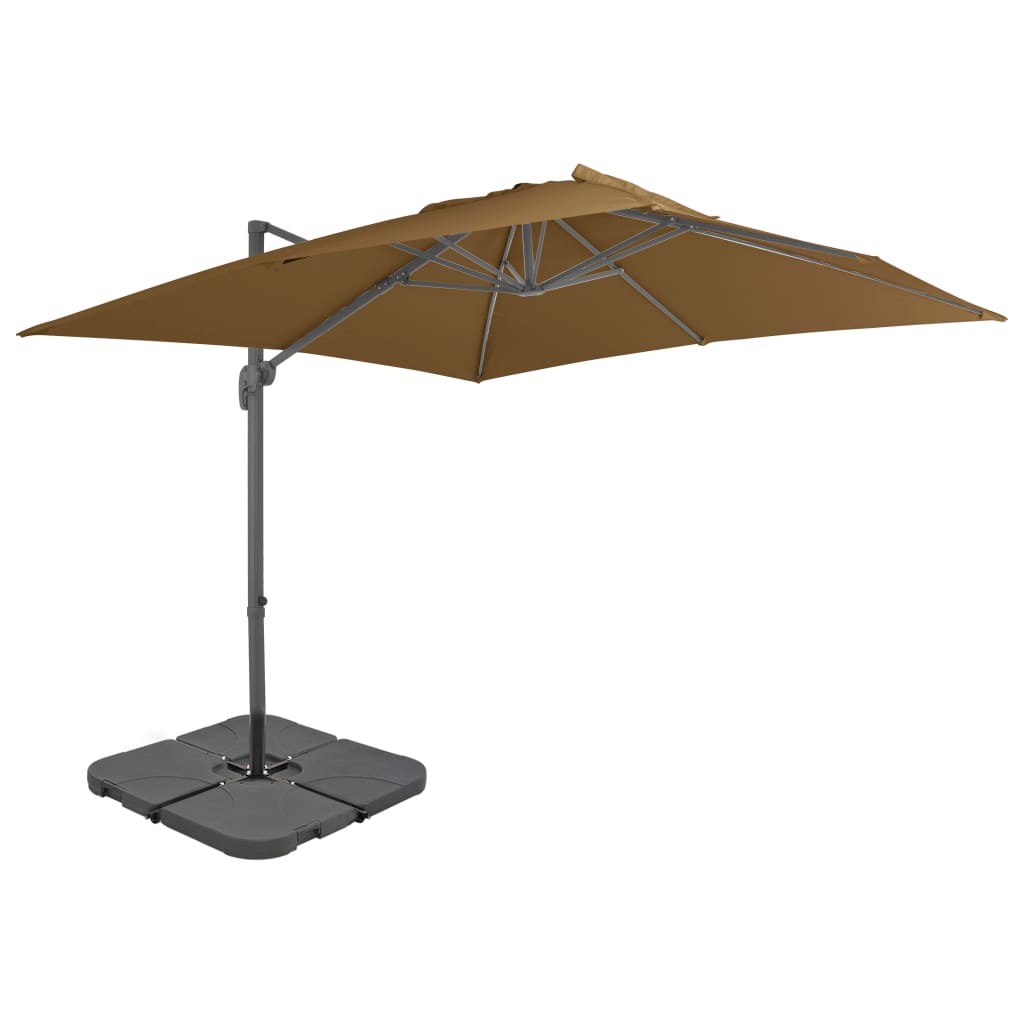 Vidaxl Parasol med bærbar base taupe