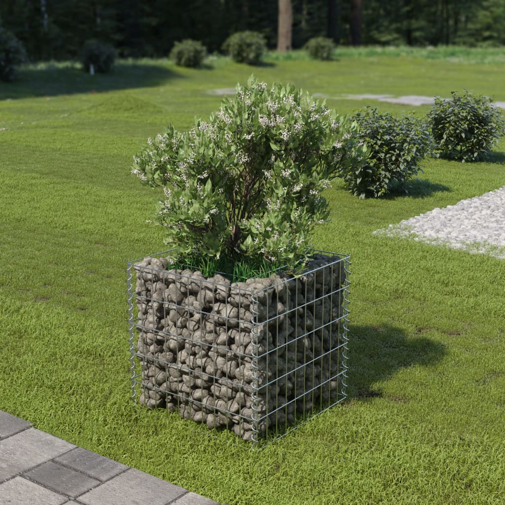 Vidaxl Gabion Planter elevado 50x50x50 cm de acero galvanizado