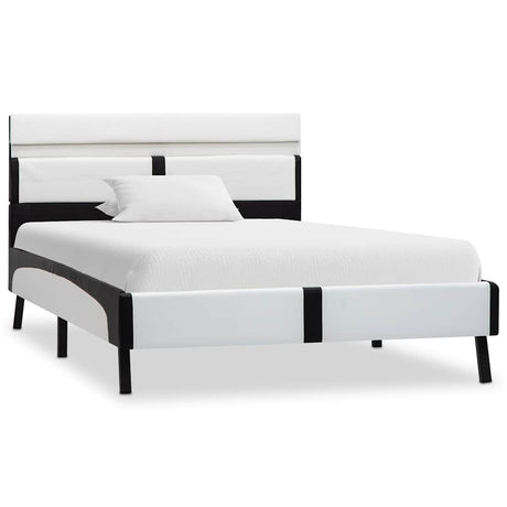 Vidaxl bedframe met led kunstleer wit en zwart 90x200 cm