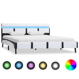 Vidaxl bedframe met led kunstleer wit 140x200 cm