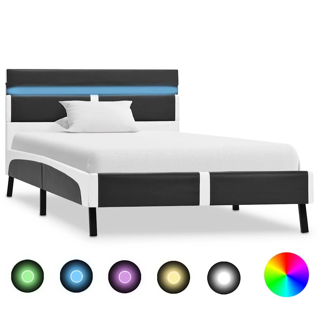 Vidaxl bedframe met led kunstleer grijs 90x200 cm