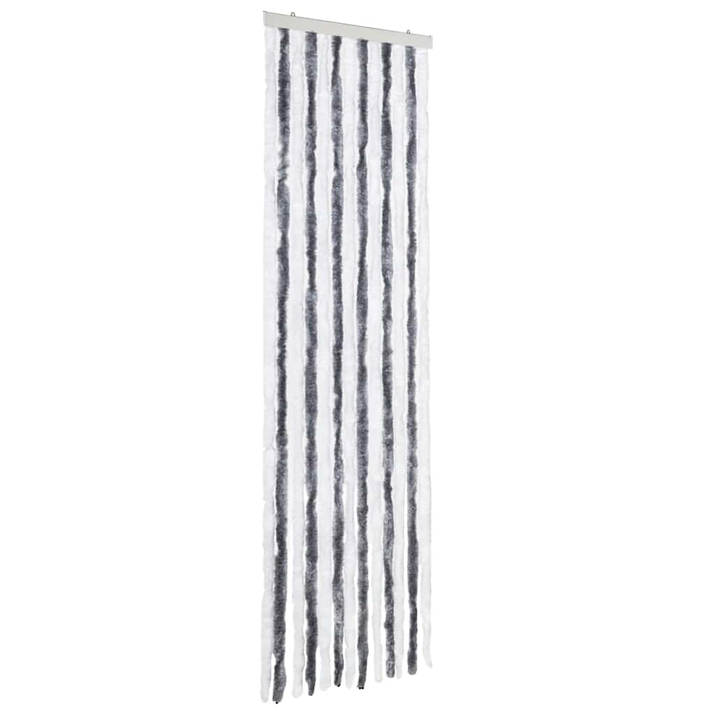 Vidaxl Fly Vorhang 56x185 cm Chenille grau und weiß