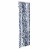 Vidaxl Fly Vorhang 56x185 cm Chenille Blau, Weiß und Silber