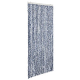 Cortina de mosca Vidaxl 90x220 cm Chenille azul, blanco y plata