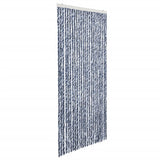 Vidaxl Fly Vorhang 100x220 cm Chenille Blau, Weiß und Silber