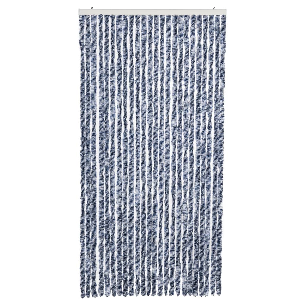 Vidaxl Fly Curtain 100x220 cm Chenille Blue, White and Silver