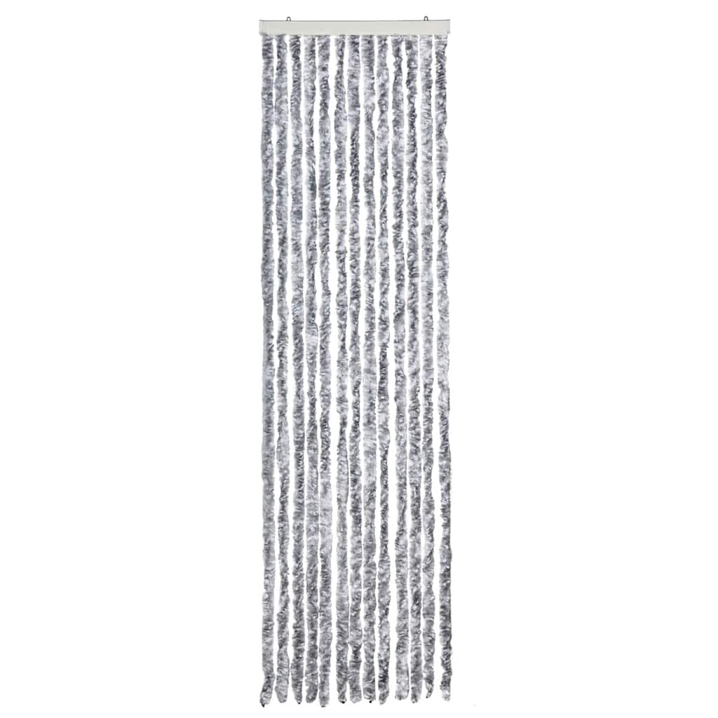 Vidaxl Fly Vorhang 56x185 cm Chenille weiß und grau