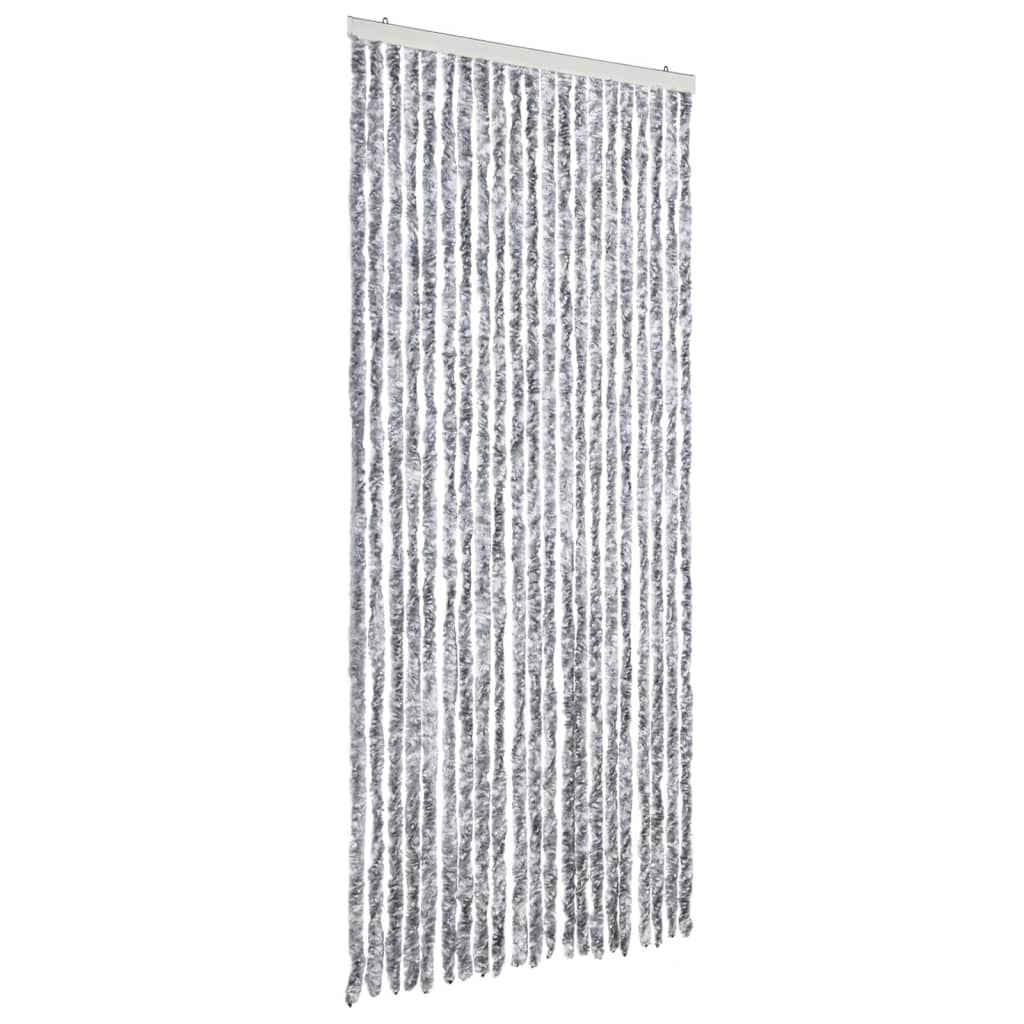 Vidaxl Fly Vorhang 90x220 cm Chenille weiß und grau