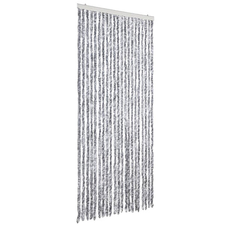 Vidaxl Fly Vorhang 90x220 cm Chenille weiß und grau