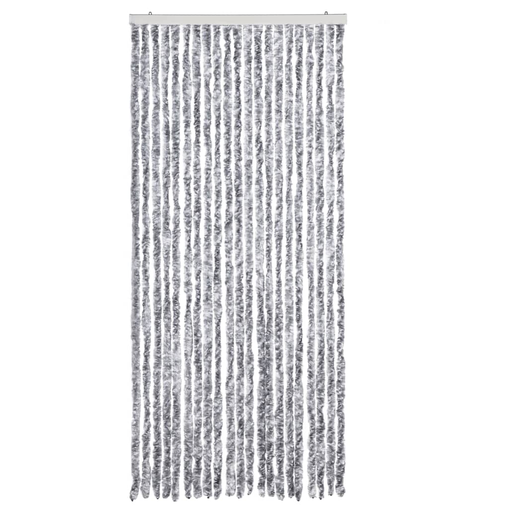 Vidaxl Fly Curtain 90x220 cm Chenille bianco e grigio