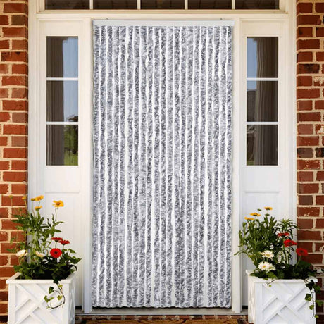 Vidaxl Fly Vorhang 90x220 cm Chenille weiß und grau