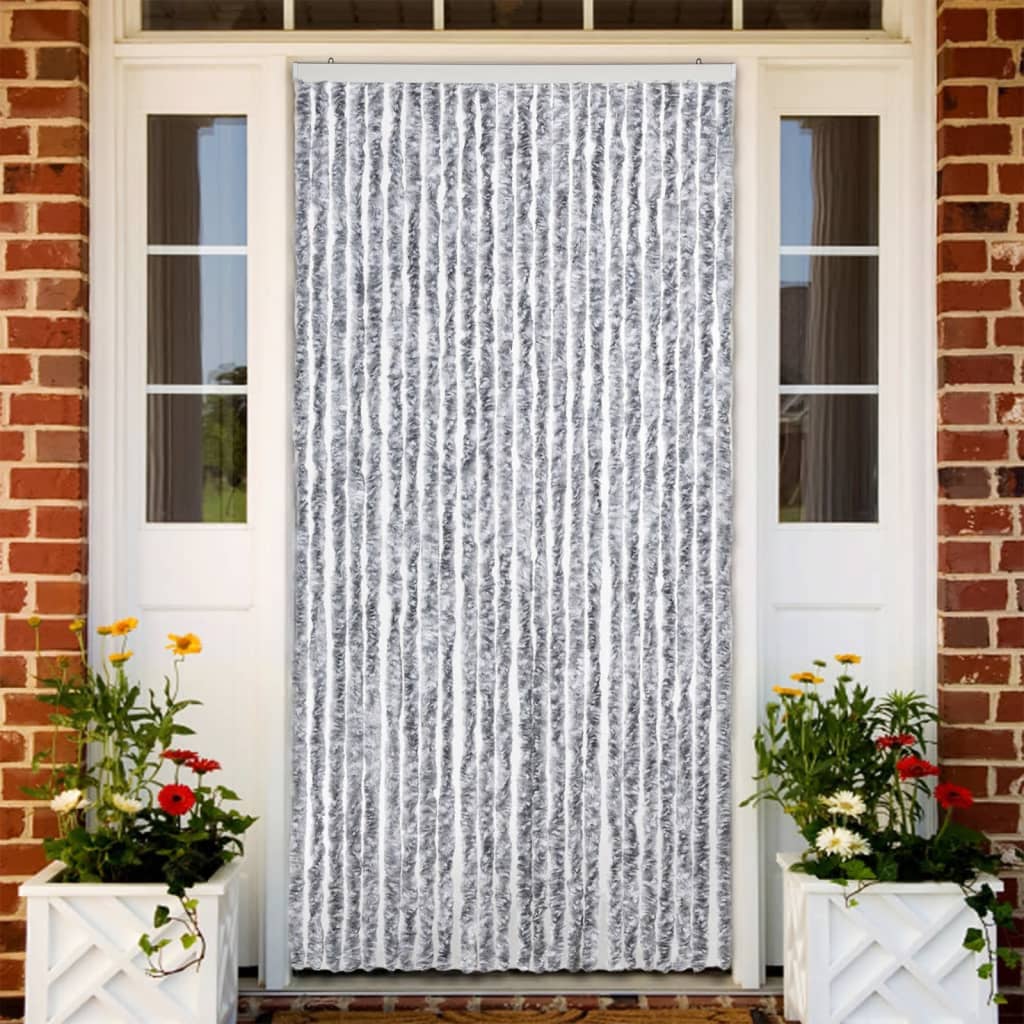 Vidaxl Fly Curtain 100x220 cm chenille blanche et gris