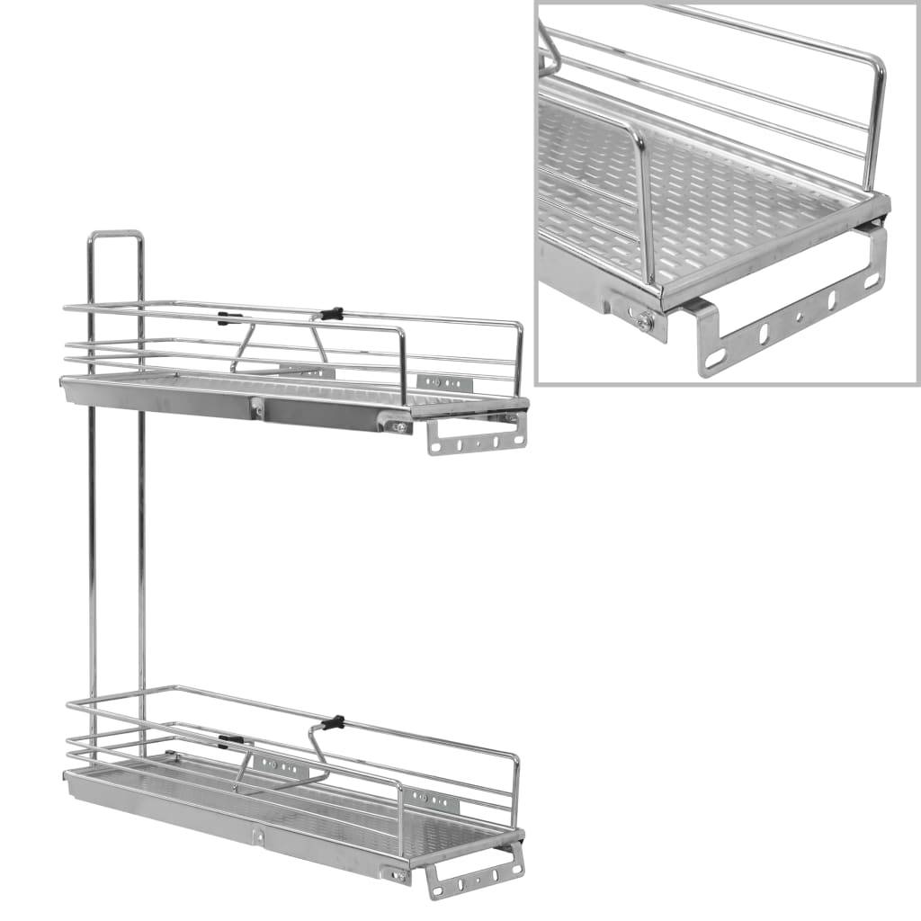 Vidaxl Wire Basket Kitchen Extanble 2-Wayer 47x15x54,5 cm srebrny kolor