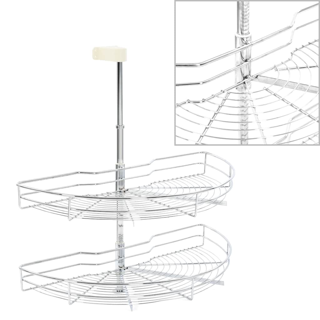 Vidaxl Wire Basket Kitchen 2-Wayer 180 stopni 75x38x80 cm srebrny kolor