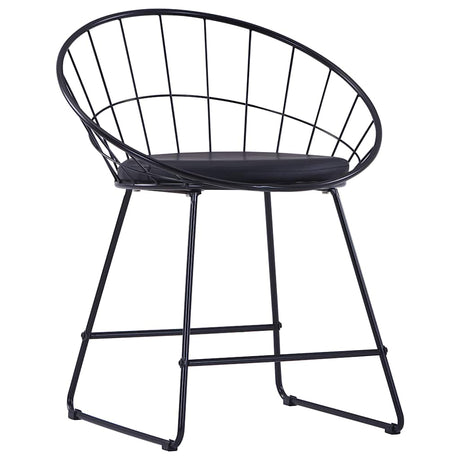 Vidaxl eetkamerstoelen met kunstleren zittingen 4 st staal zwart