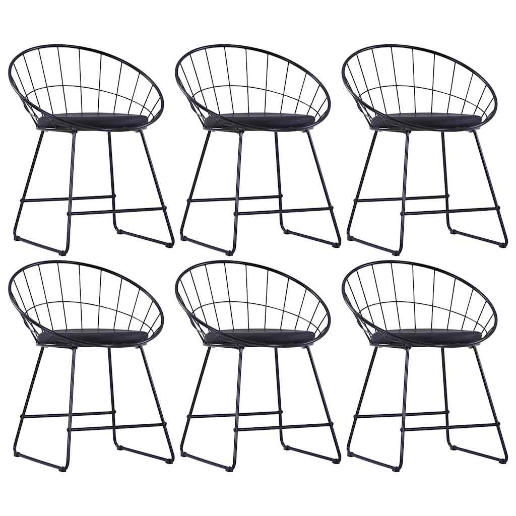 Vidaxl eetkamerstoelen met kunstleren zittingen 6 st staal zwart