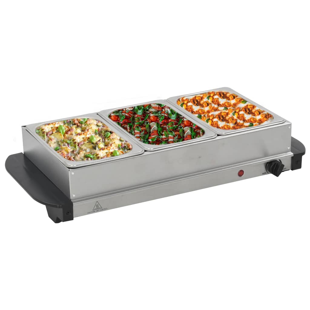 Vidaxl Buffet Warmer 200 W 3x1.5 L rostfritt stål