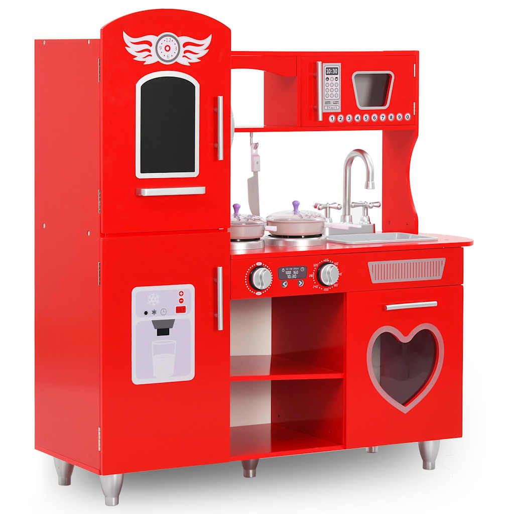 Vidaxl kinderspeelkeuken 84x31x89 cm mdf rood