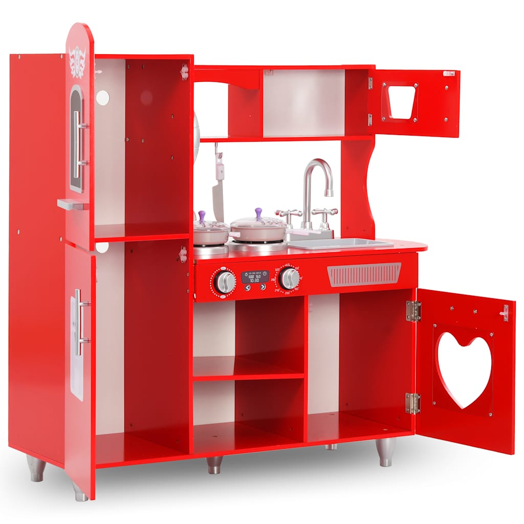 Vidaxl kinderspeelkeuken 84x31x89 cm mdf rood