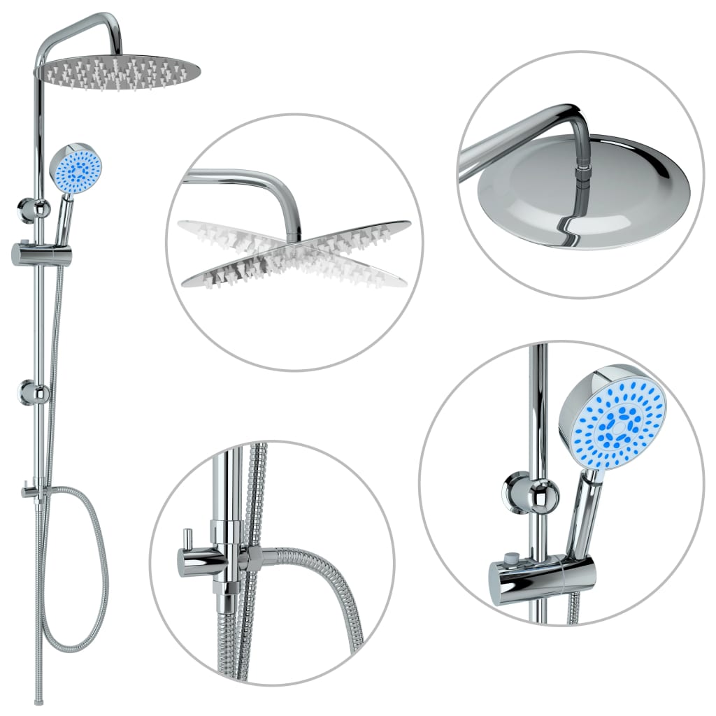 VidaXL shower head set double with hand shower stainless steel