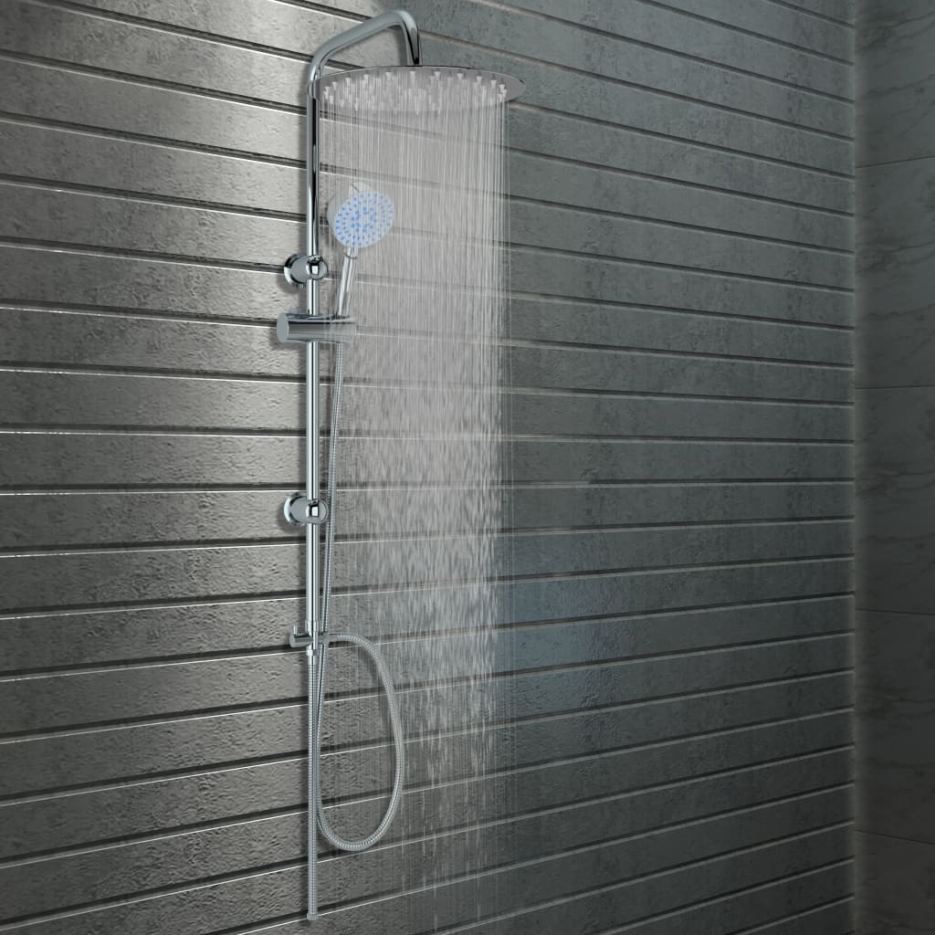 VidaXL shower head set double with hand shower stainless steel