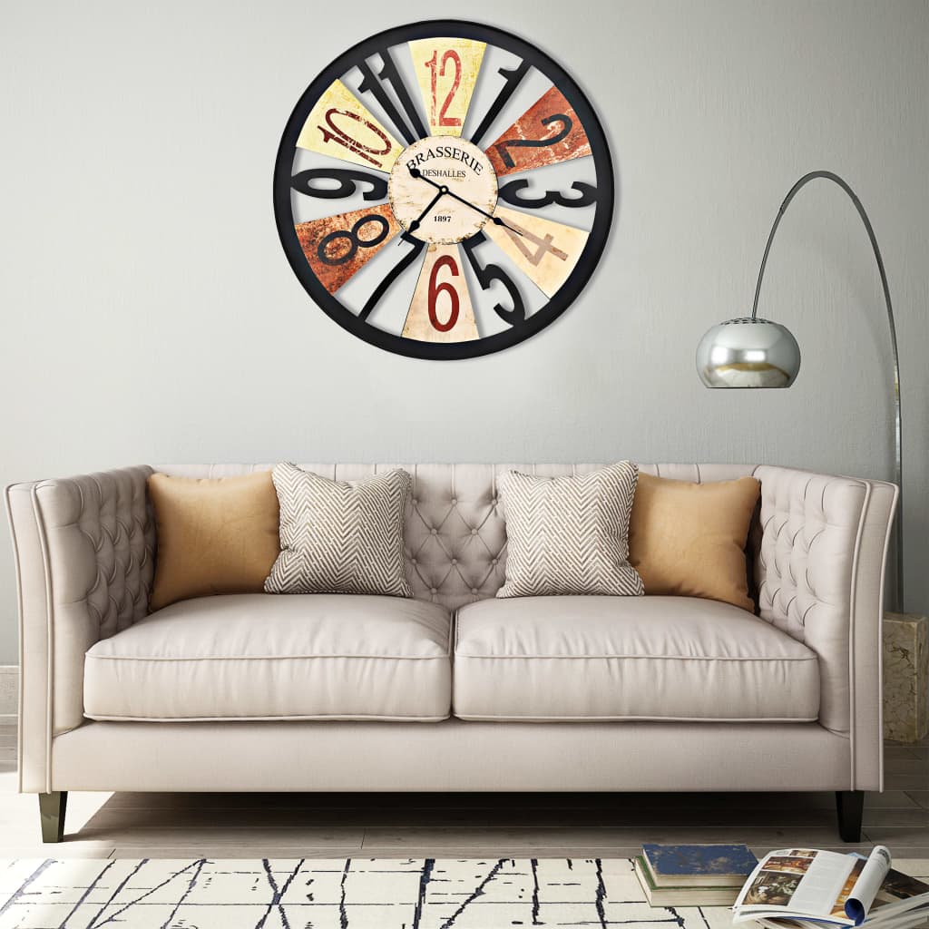 Vidaxl Wall Clock 60 cm kovové multi -rozložené