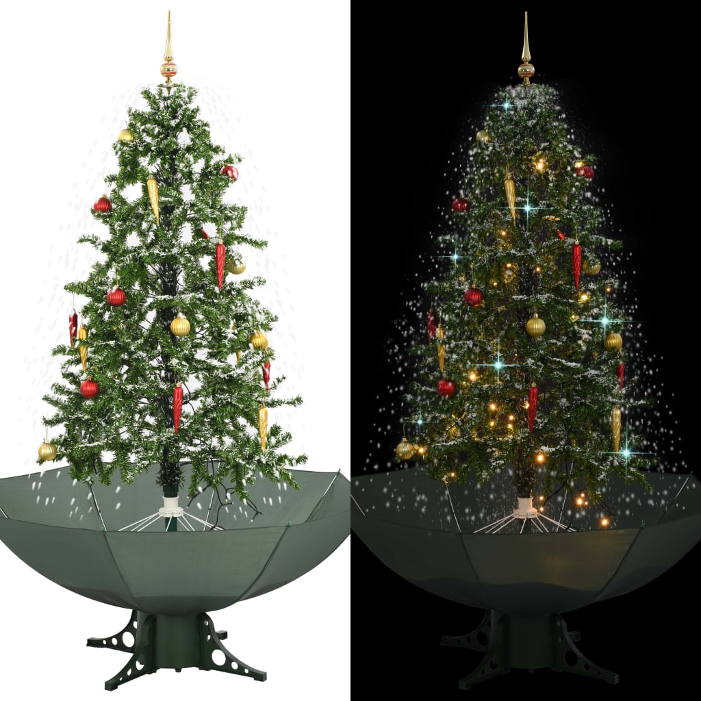 Vidaxl Christmas Tree Snowing med paraplyer 170 cm grøn