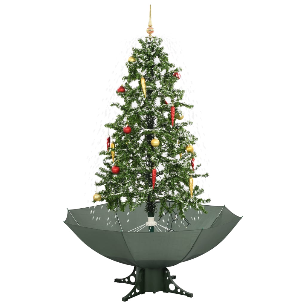 Vidaxl Christmas Tree Snowing med paraplyer 170 cm grøn