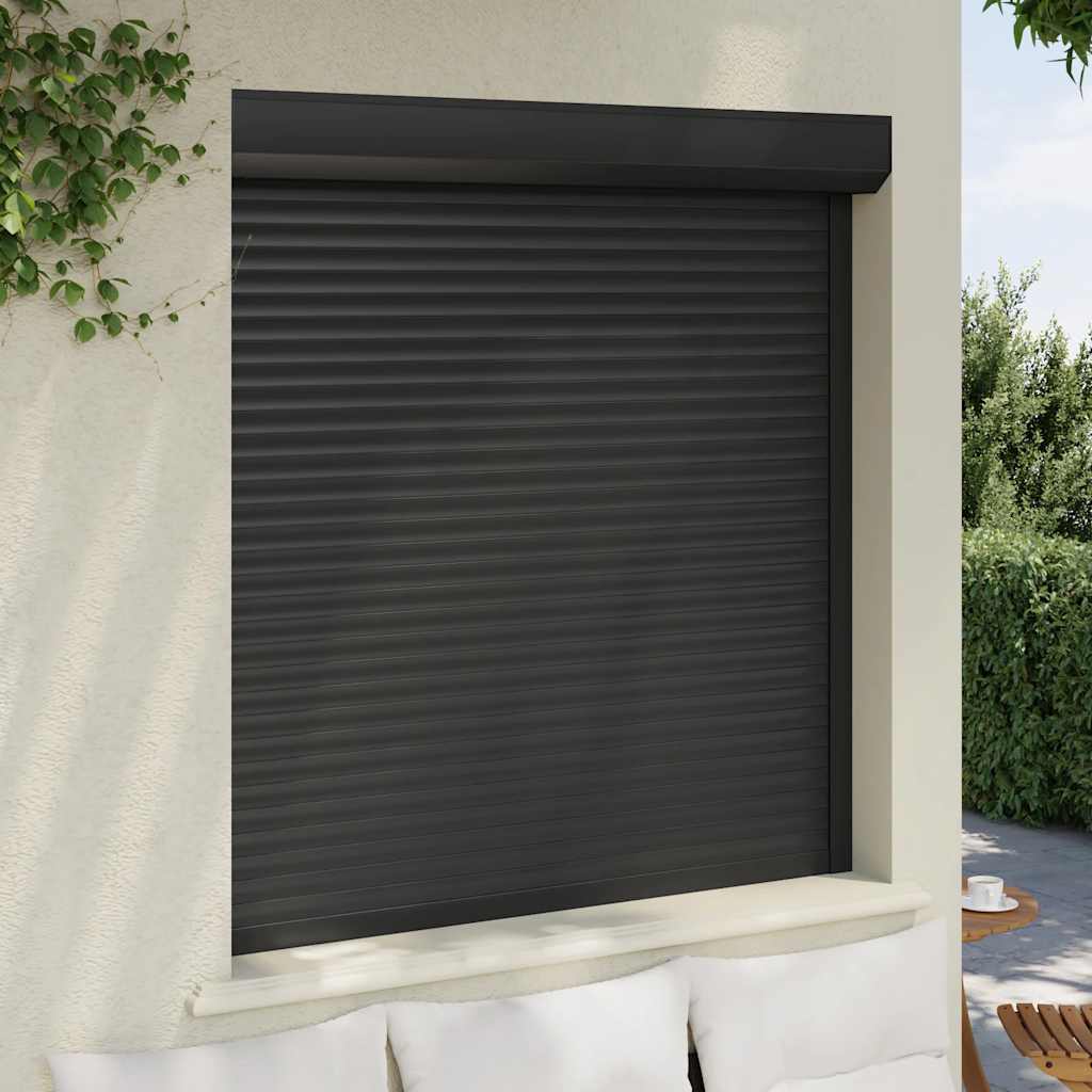 VIDAXL Roller Shutter 130x140 cm Aluminium -Anthrazit -ausgelöst