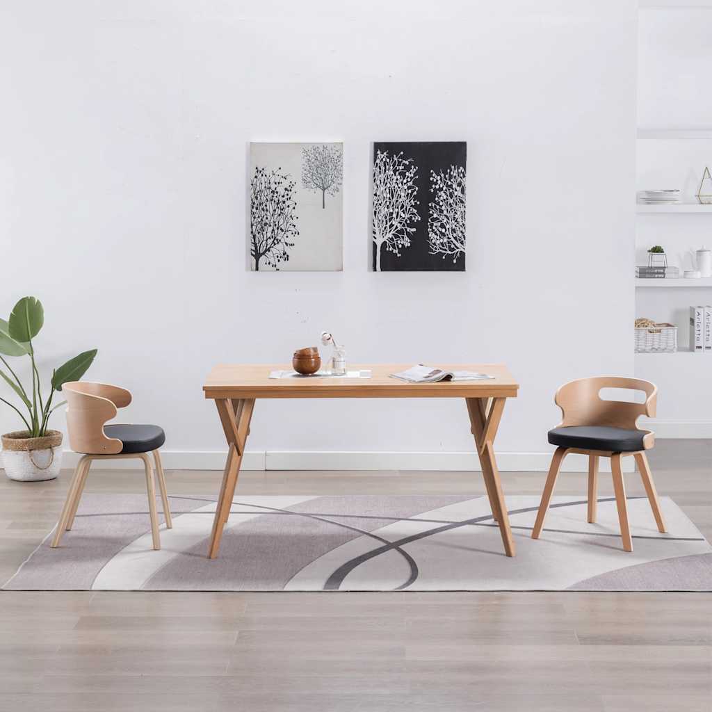 Vidaxl eetkamerstoelen 2 st gebogen hout en kunstleer