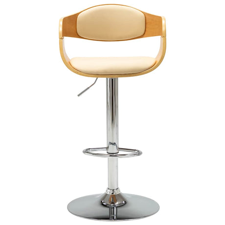 Vidaxl barkruk gebogen hout en kunstleer crèmekleurig