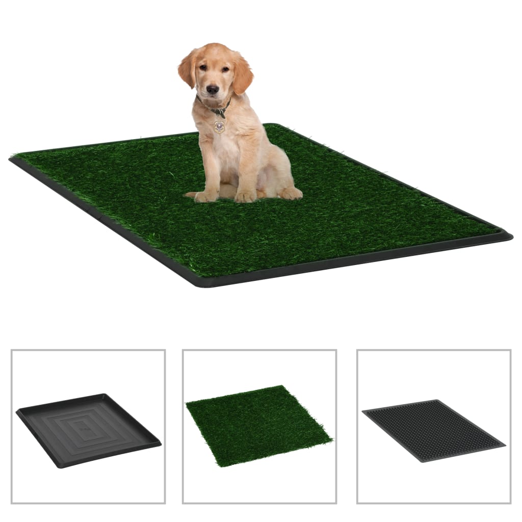 Vidaxl Pet Wilet con bidone e erba artificiale 64x51x3 cm verde