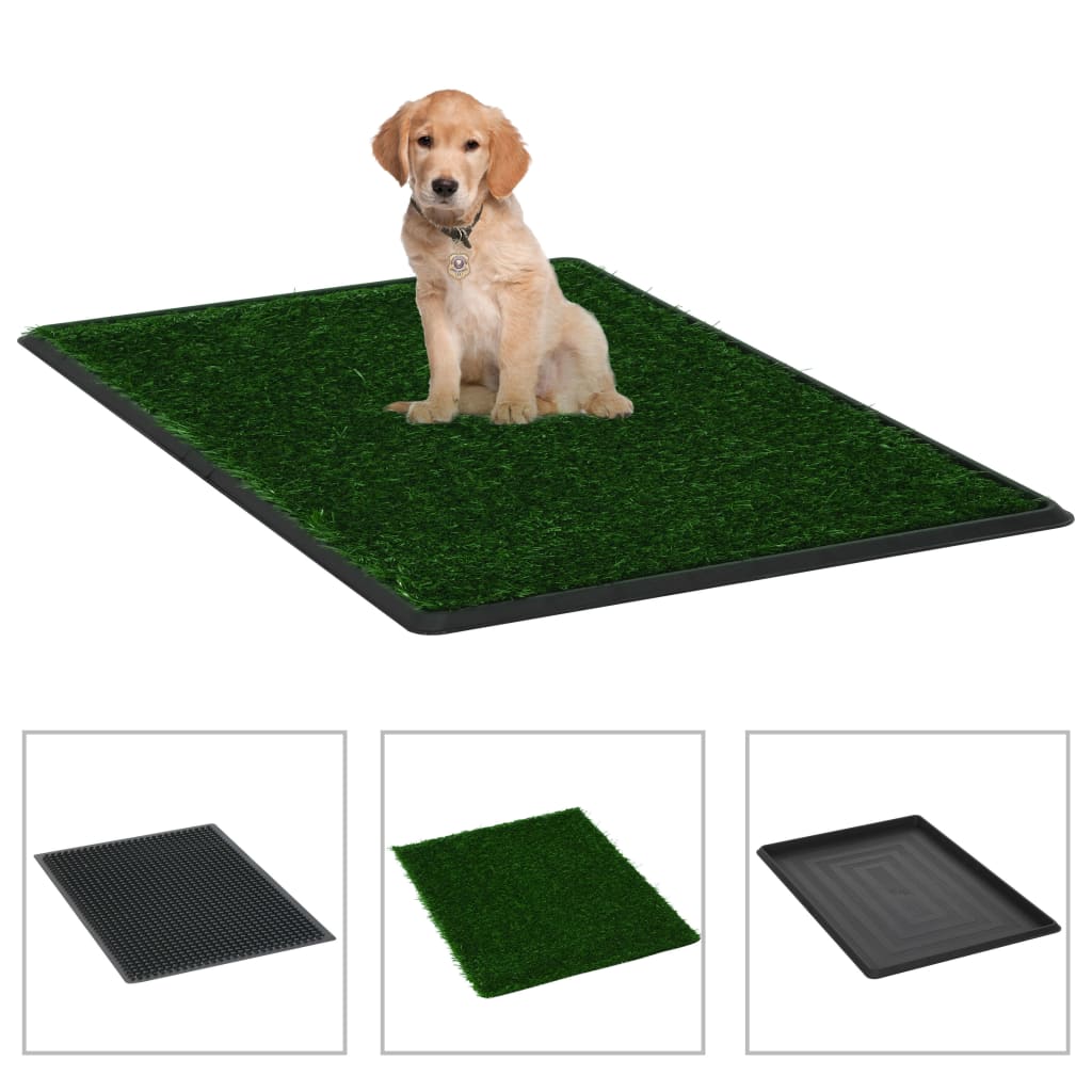 Vidaxl Pet toilet with bin and artificial grass 76x51x3 cm green