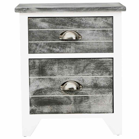 Vidaxl nachtkastje 38x28x45 cm paulowniahout grijs en wit