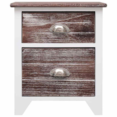 Vidaxl nachtkastje 38x28x45 cm paulowniahout bruin en wit