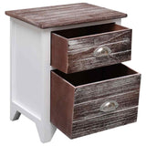 Vidaxl nachtkastje 38x28x45 cm paulowniahout bruin en wit