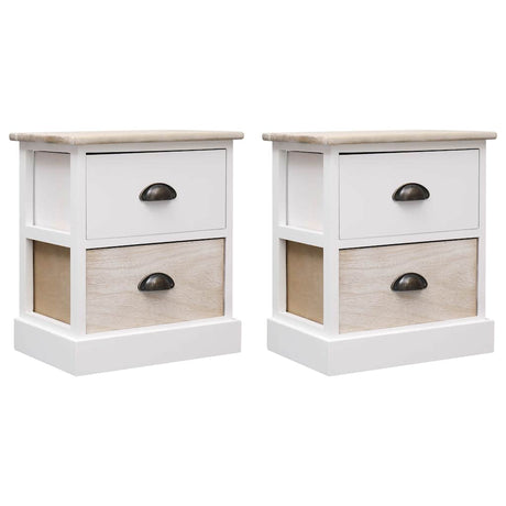 Vidaxl nachtkastjes 2 st 38x28x45 cm paulowniahout wit en naturel