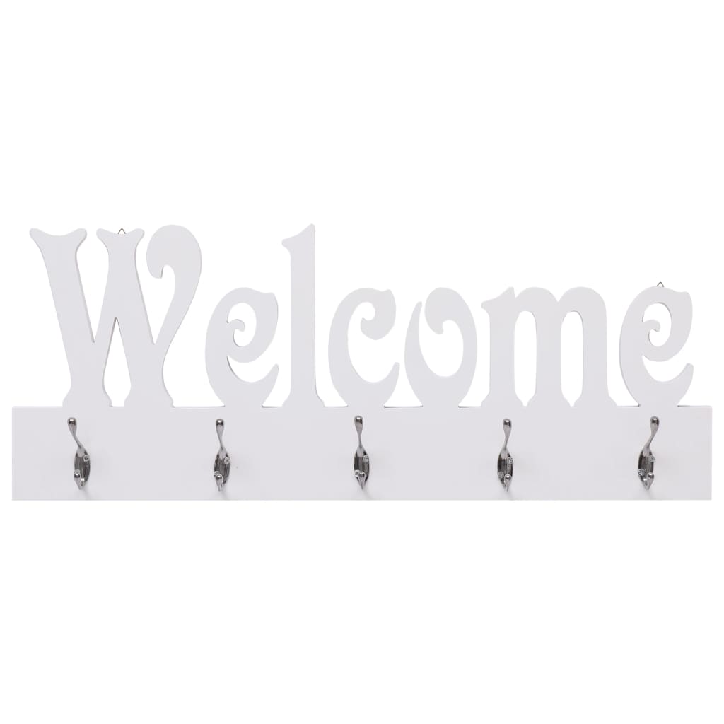 Vidaxl Wall Coat Rack Bienvenido 74x29.5 cm blanco