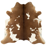 Vidaxl rug 150x170 cm real beef skin brown and white