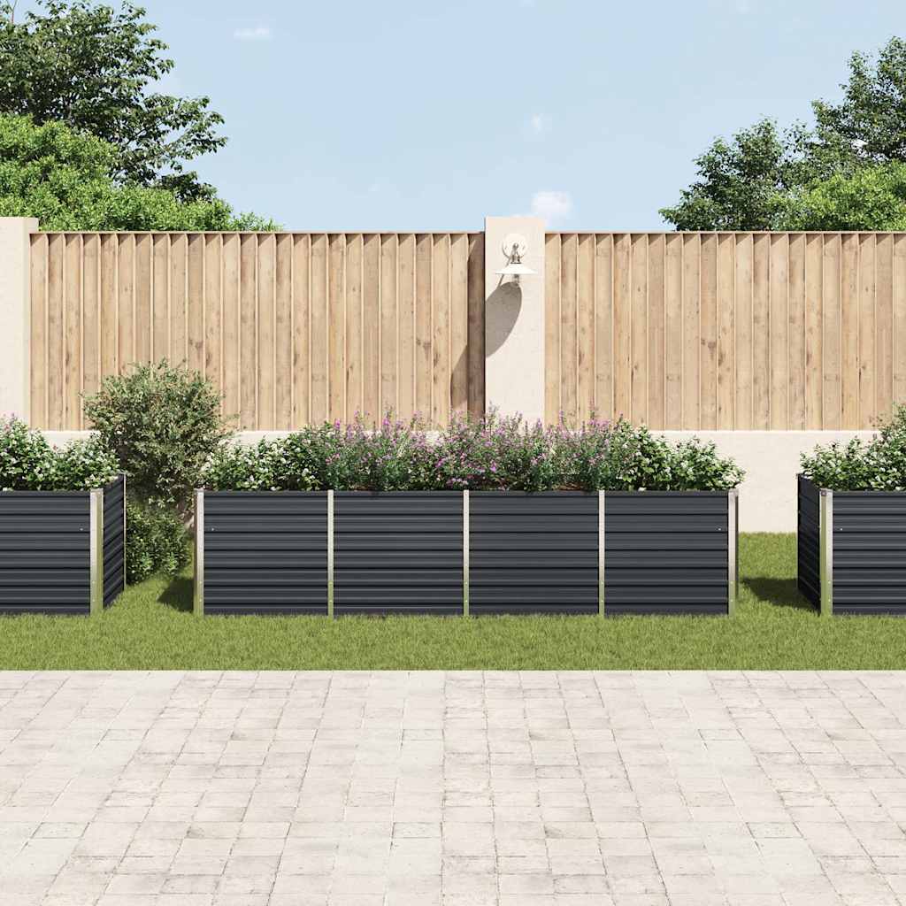 Vidaxl -Pflanzer erhöht 320x80x77 cm verzinkter Stahl -Anthrazit