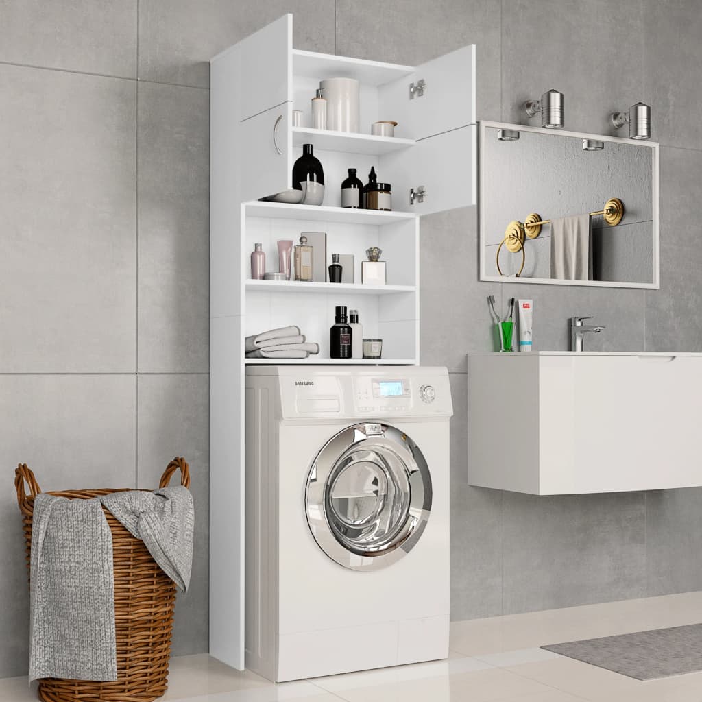 Vidaxl washing machine cabinet 64x25.5x190 cm Processed wood white