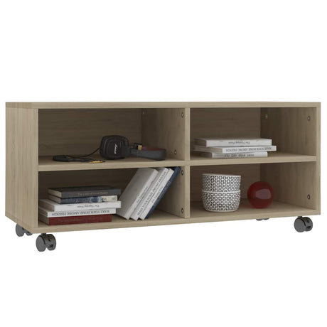 Vidaxl tv-meubel met wieltjes 90x35x35 cm bewerkt hout sonoma eiken