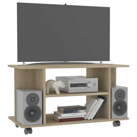 Vidaxl tv-meubel met wieltjes 80x40x45 cm bewerkt hout sonoma eiken