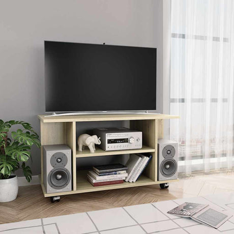 Vidaxl tv-meubel met wieltjes 80x40x45 cm bewerkt hout sonoma eiken