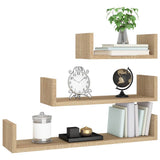 Vidaxl wandschappen 3 st bewerkt hout sonoma eikenkleurig