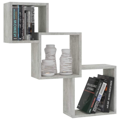 Vidaxl wandschappen kubus 68x15x68 cm bewerkt hout betongrijs