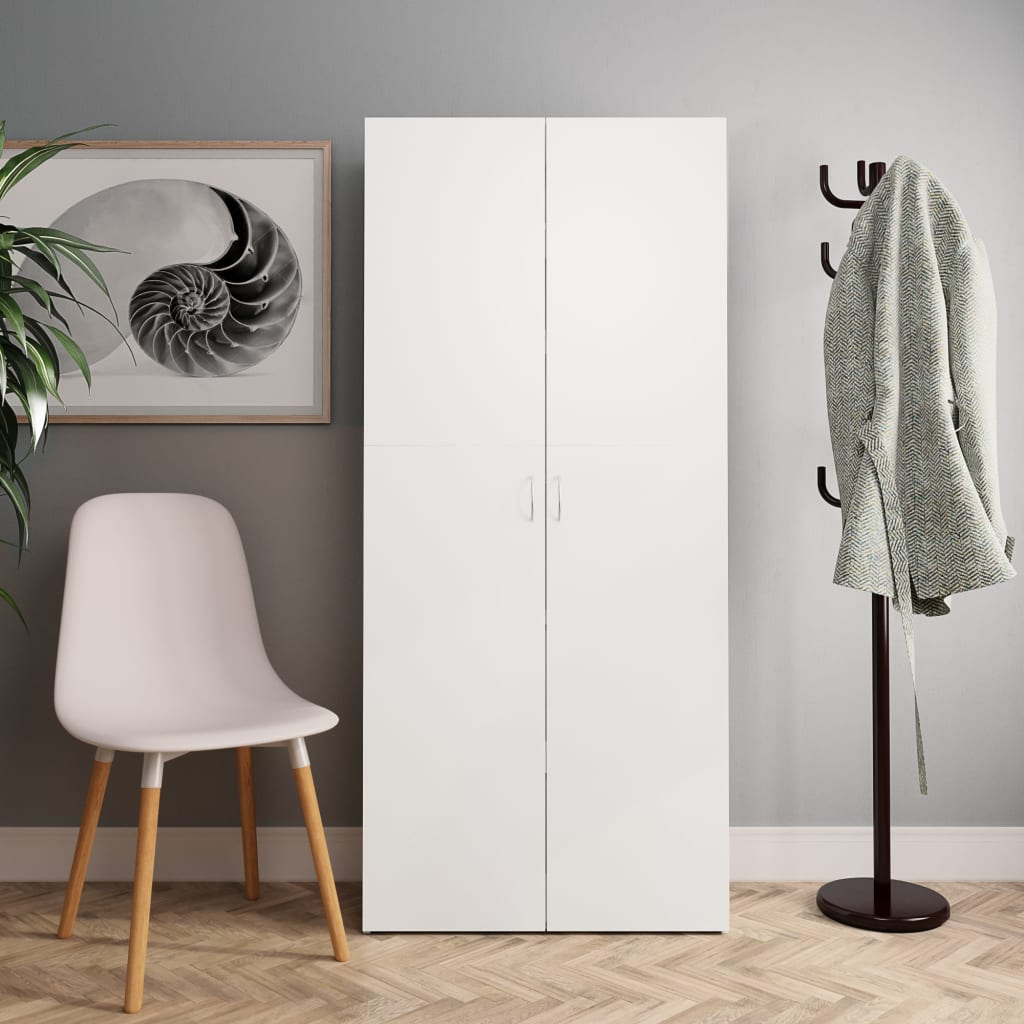 Vidaxl Cabinet per scarpe 80x35.5x180 cm Bianco in legno elaborato